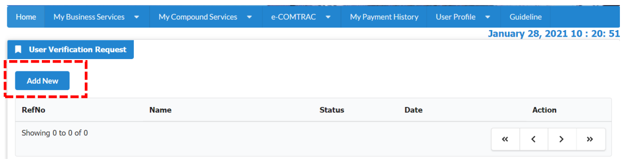 User Verification Request ezbiz